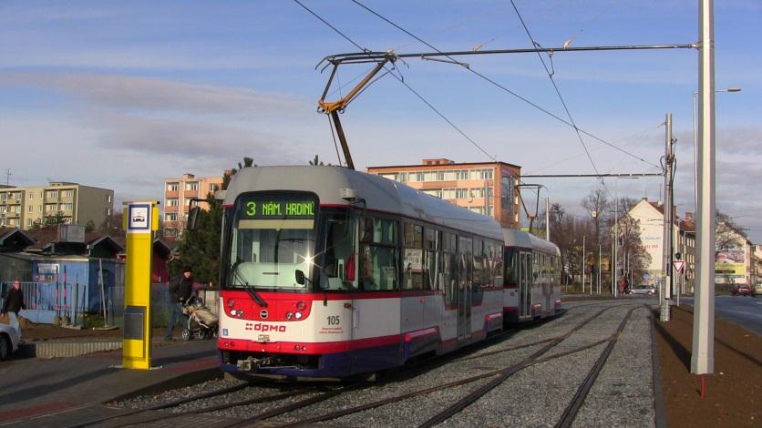 ze zastávky Šantovka na zastávku Trnkova. Jde o tramvajovou trať z roku 2013, která je bez mála jeden a půl kilometrů dlouhá se třemi novými zastávkami.