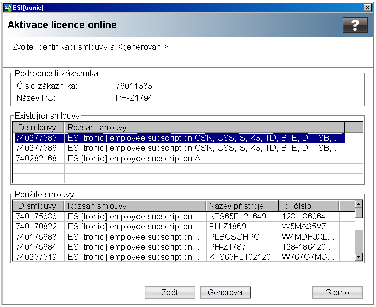 Licencování on-line Zadat číslo zákazníka a heslo Označit nepřiřazenou licenci a zvolit Generovat 6 V případě potřeby nastavit údaje Proxy serveru Nedá se vyčíst z PC > získat od správce sítě Při