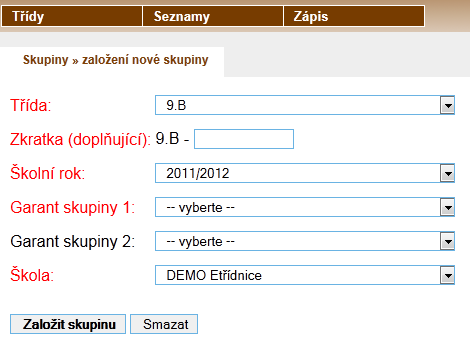 5.3 DENÍK PRAXE (tmavě hnědá sekce) Elektronický deník praxe slouží pro zápisy z praxe, která se uskutečňuje během studia. Na praxi bývají žáci většinou rozděleni do skupin, což Etřídnice zohledňuje.