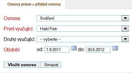 5.3.3 Tematické osnovy Tematické osnovy přidáváte obdobně jako studenty. Opět je to v režii administrátora. Tematickou osnovu přidáte najetím na Seznamy a kliknutím na Tematické osnovy.