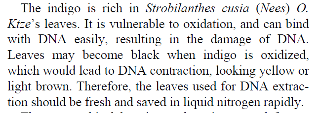 Odběr a uchovávání rostlinných pletiv pro izolaci DNA - U některých druhů je z