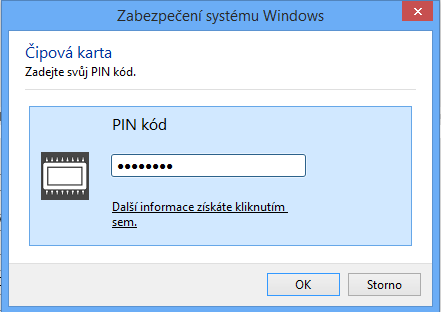 Příklad při použití USB tokenu ikey.