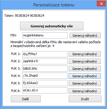 6. Spusťte nainstalovaný program Klíčník a proveďte nastavení tokenu tzv. personalizace. Nachází se pod tlačítkem Nastavení Personalizovat. Potvrďtě zobrazenou hlášku. 7.