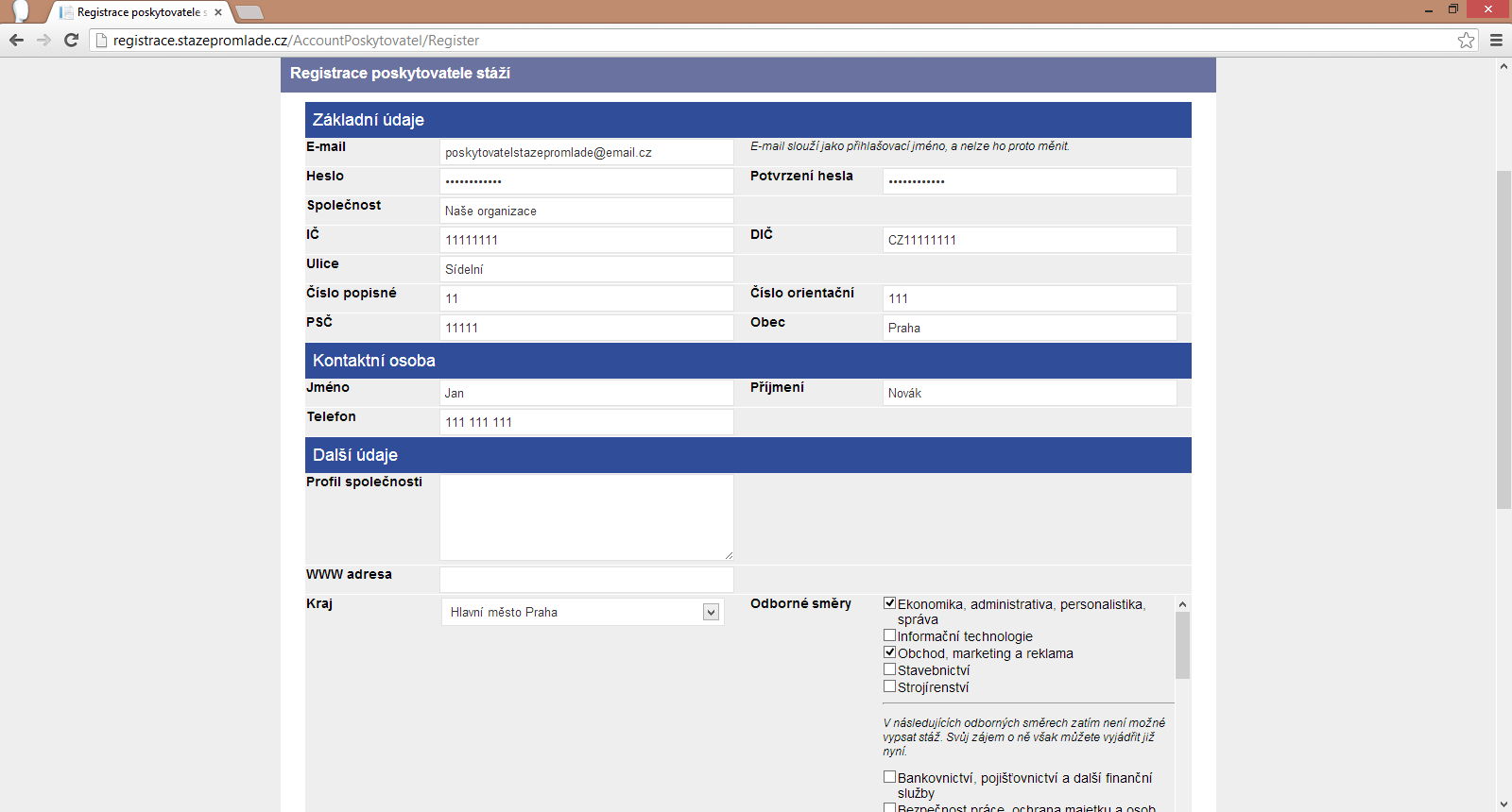 REGISTRAČNÍ FORMULÁŘ Registrační formulář najdete pod odkazem