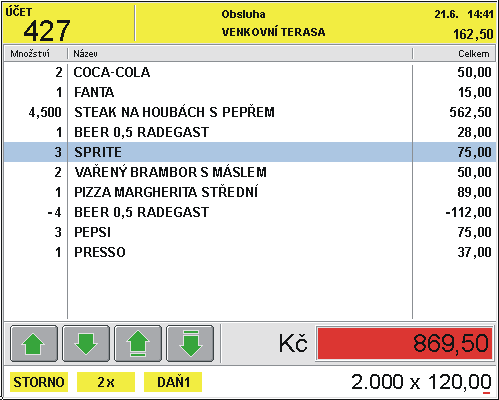 SYSTEM-COMMERCE s.r.o strana -19 (E) Prodejní okno na touch displeje Prodejní okno slouží zobrazení základních parametrů registrace, zobrazení registrovaných položek.