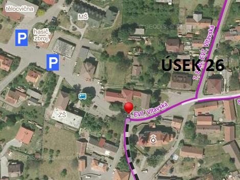 ÚSEK 25 Start Kostelec nad Vltavou, parkoviště na okraji vesnice/ 49.5015972N, 14.2121611E Cíl Klučenice, parkoviště u SDH/ 49.5536439N, 14.