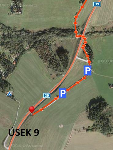 ÚSEK 8 Start Olšina, Rekreační zařízení- parkoviště/ 48.7779944N, 14.0926222E Cíl Černá v Pošumaví, Slepá silnice/ 48.7450206N, 14.