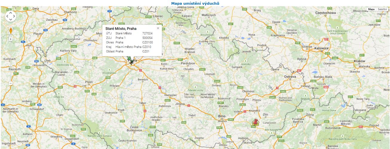 Zobrazení na mapě: Již podle PSČ 68603 je zřejmé, že se nejedná o provozovnu ležící na území Prahy, ale o provozovnu ležící u Uherského Hradiště.