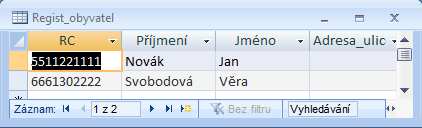 V naší aplikaci pak chceme k vybranému záznamu z Registr_obyvatel (Master) zobrazit z Registr_dětí (Detail) pouze děti příslušného rodiče.