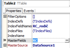 toto propojení zapíše do vlastností Table1: - Nyní při posouvání v záznamech tabulky