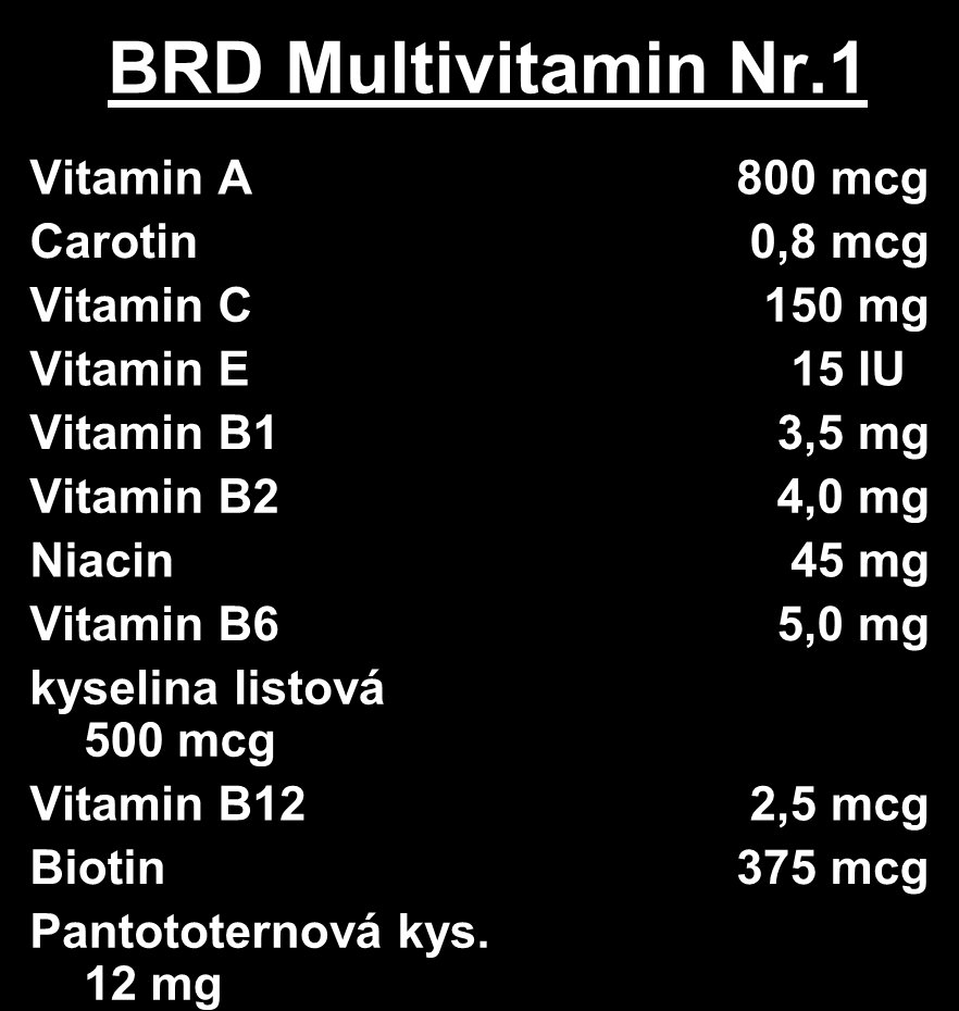 50 mcg Biotin 300 mcg Pantotenová kys. 300 mg BRD Multivitamin Nr.