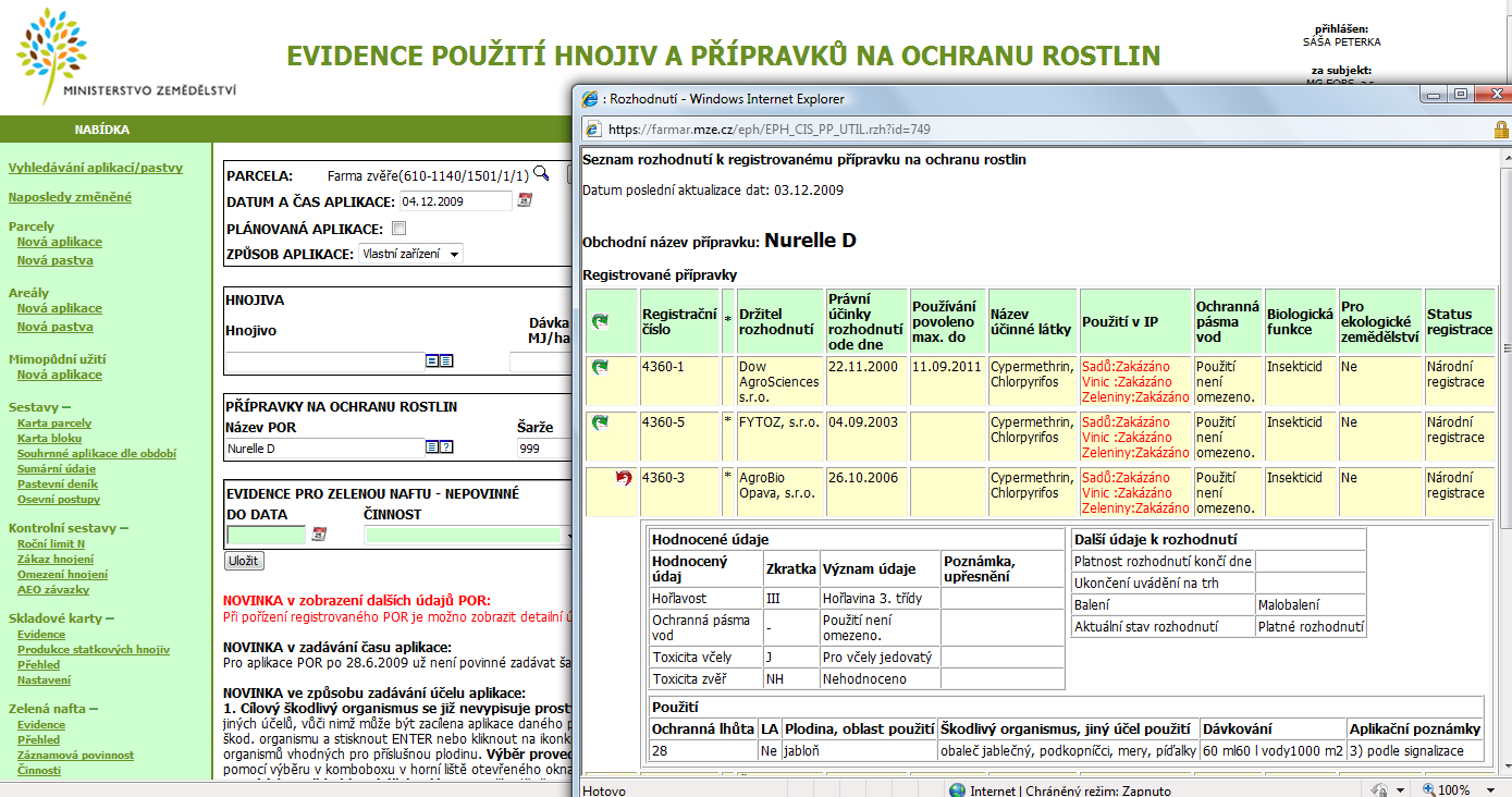 Obrázek 15 Detail POR 2. Práce s areály Pro práci s větším mnoţstvím parcel současně byly zavedeny AREÁLY. AREÁL můţe být vyuţíván jednak jako tzv.