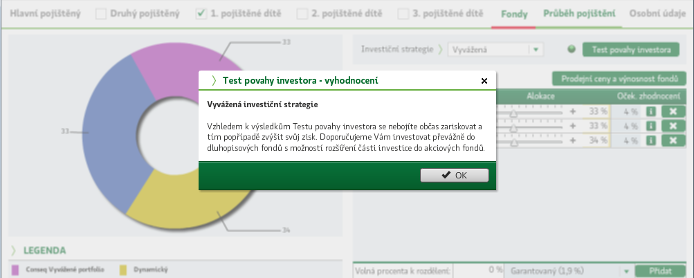 VI. Test povahy investora 2 3 4 Na základě odpovědí na otázky v testu se klientovi doporučí investiční strategie.