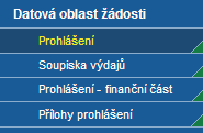 1. Podávání prohlášení o uskutečněných výdajích Po přihlášení do aplikace Benefit7 je třeba nejprve přejít na Konto projektů. K tomu slouží položka v pravém menu, jak ukazuje obrázek.