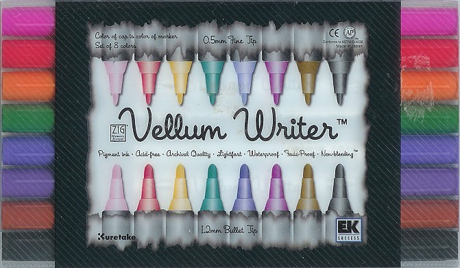 MS-6300 VELLUM WRITER Pigment na vodní bázi, bez Acidu a Xylenu, bez zápachu, světlostálý, voděodolný inkoust. K psaní na pergamenový papír. Ideální pro Scrapbooking, texty.