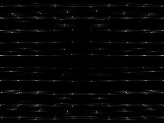 Sonar, 2013, tříkanálová videoinstalace Fyzický prostor je atakován částicemi digitálního světla, které iluzivně prostupují hmotou galerijního prostoru.
