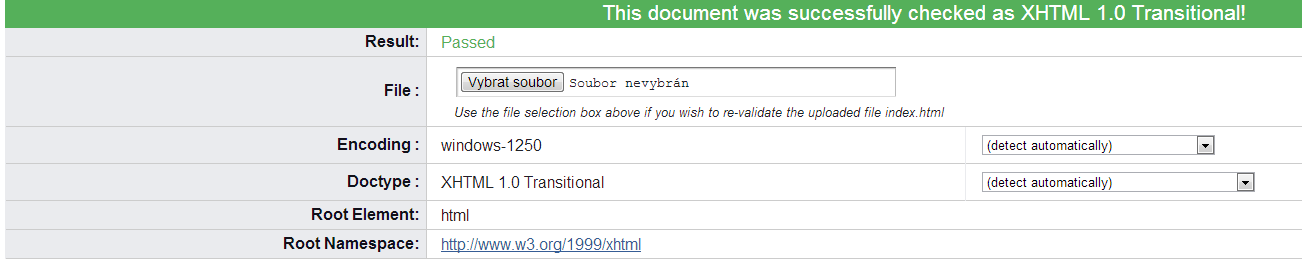 Validace HTML dokumentu Pomocí