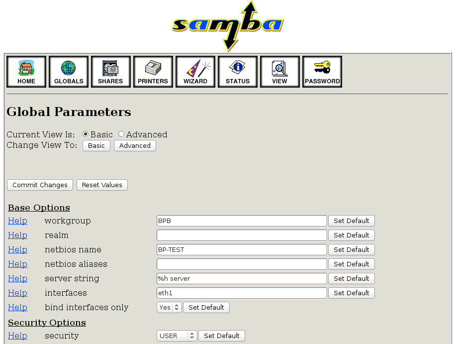 4.6.6 SWAT SWAT je grafické webové rozhraní pro správu Samby, které umožňuje úpravu konfiguračních souborů Samby v příjemném uživatelském prostředí.