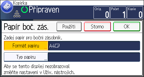 Kopírování na obálky 1. Originál umístěte lícem dolů na expoziční sklo. Originál musí být vyrovnán podle levého zadního rohu. 1 CMS001 1. Poziční značka 2.