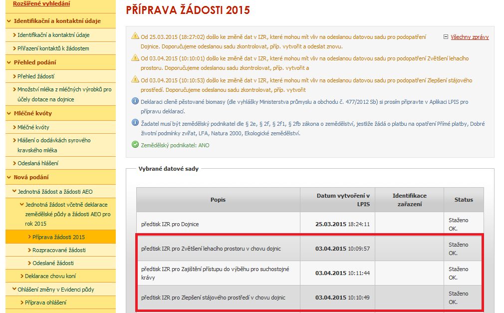 3. Příprava deklarace Welfare na Portálu farmáře doplnění objektů a jiných informací 3.