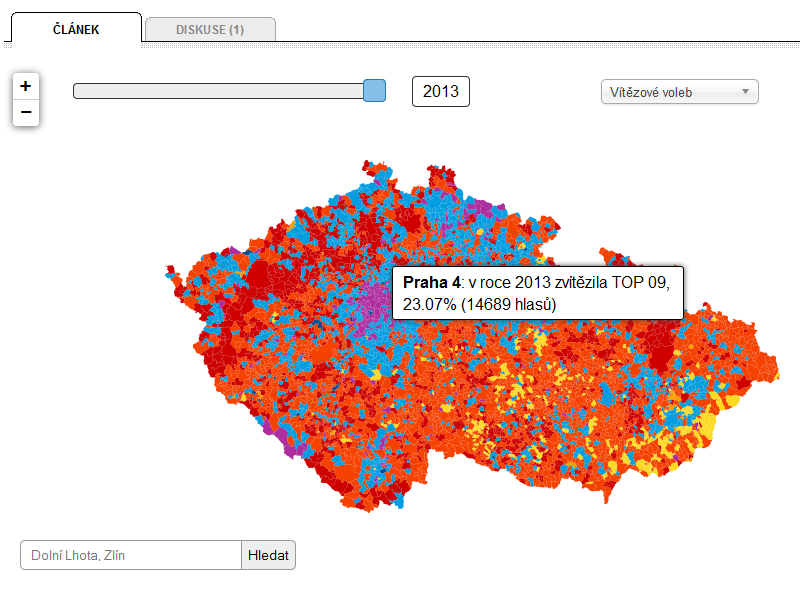 Mapové aplikace prezentující volební výsledky 2.