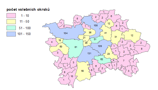 Data použitá v aplikaci Praha voličům 7.1.2 Mapové podklady z IPR Praha Aplikace Praha voličům prezentuje volební výsledky za jednotlivé městské části Prahy.