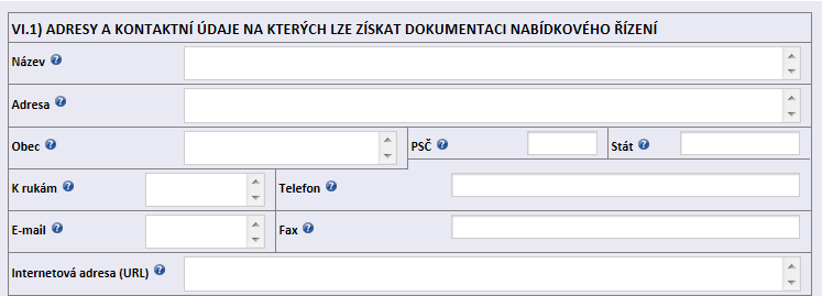 Oddíl VI. - DALŠÍ ADRESY A KONTAKTNÍ ÚDAJE VI.