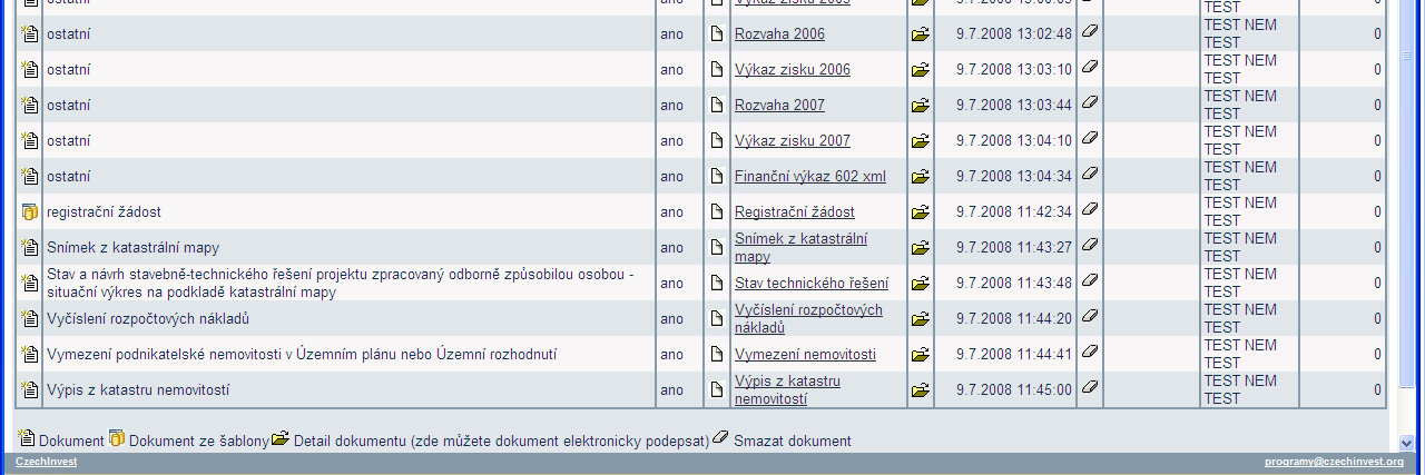 Kliknutím na tuto ikonu vygenerujte novou registrační žádost. Dále pokračujte dle kontextové nápovědy.