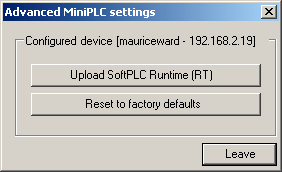 2.2.1 Aktualizace firmwaru V horní části je tabulka s regulátory MiniPLC, které byly detekovány na síti.