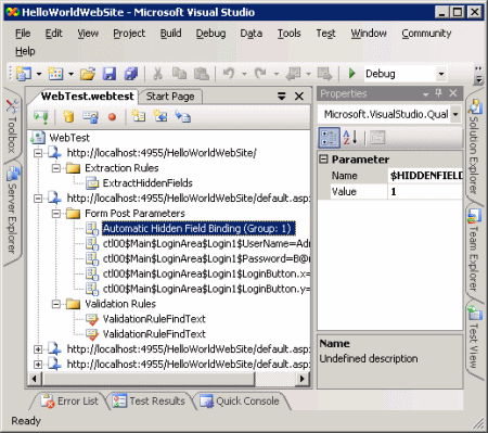 MS VS Web Test Framewrk Mžnsti: Web Test Recrder nahrání krků testu rzšířená knfigurace prhlížeč,