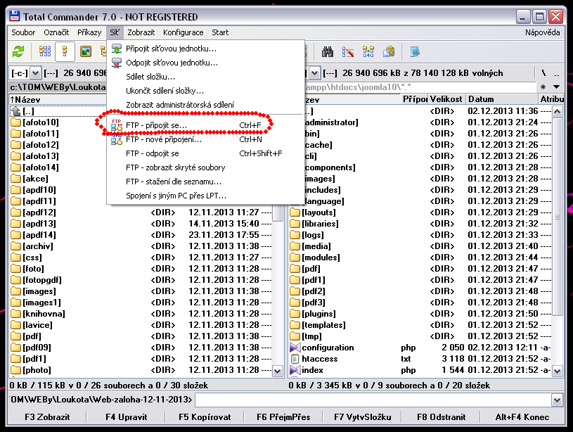 NAHRÁVÁNÍ PDF A JINÝCH SOUBORŮ Nejde je vkládat přímo přes Joomlu. Musíte je ručně nakopírovat do složky na webu. To se dělá například přes TotalCommander.