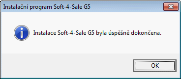 Instalace systému Soft-4-Sale G5 15 Běžící instalace... V této fázi instalace již není třeba nijak uživatelsky zasahovat.
