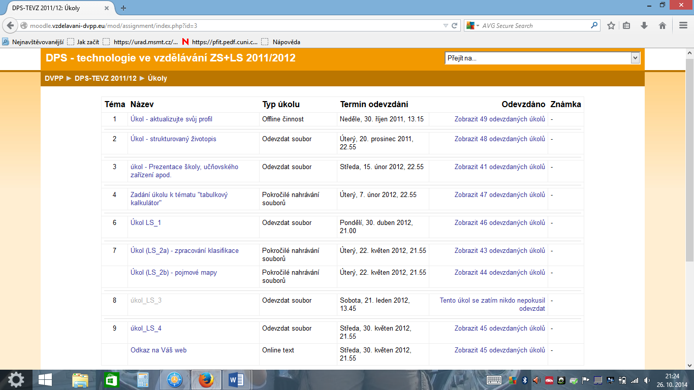 3.2 Studijní portfolio 3.2.1 Studijní povinnosti v průběhu výuky předmětu V rámci některých předmětů, např.