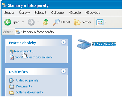 SKENOVÁNÍ Z "PRŮVODCE SKENERY A FOTOAPARÁTY" (WINDOWS XP) V této části je uveden postup skenování pomocí "Průvodce skenery a fotoaparáty" v operačním systému Windows XP.