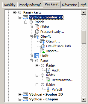 Po volbě položky se otevře dialogové okno s přehledem dostupných panelů: BricsCAD > Přizpůsobení programu Vyberte požadovaný panel a klepněte na tlačítko OK.
