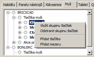 Nástroj, který se má spustit po kliknutí myši můžete na pozici přetáhnout z pravého seznamu.