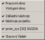 nápověda k právě vybranému příkazu z nabídky a nebo k tlačítku příkazu, nad kterým se nachází kurzor. Místní nabídka Většina oken a prvků prostředí StudioWin (okna, položky projektu apod.