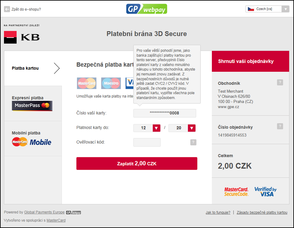 8.4. MasterPass Služba MasterPass je otevřený systém společnosti MasterCard pro správu elektronických peněženek a jejich využívání při platbách na internetu.