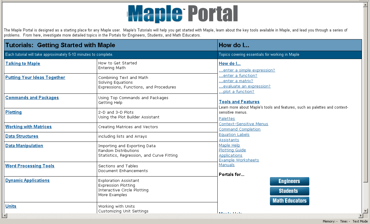 Obrázek 1.9: Maple Portal (převzato z [5]). (Help > Manuals, Resources, and more > Manuals) a pak kliknutim na zvolený manuál [5]. 1.3.