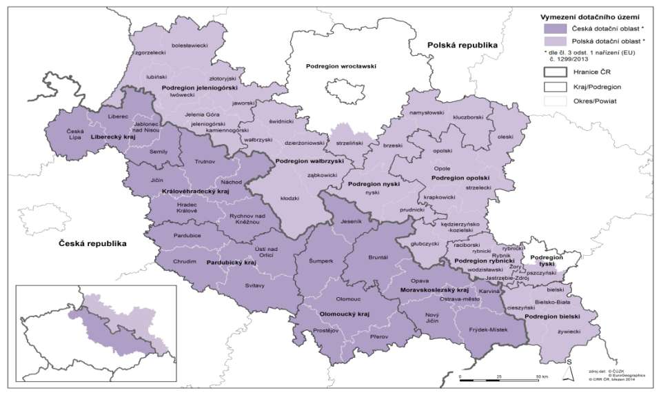 Definované území INTERREG V-A CZ-PL Cíl 2: Evropská územní spolupráce v České republice Programy přeshraniční spolupráce ČR Polsko 226,2 mil. (219,5 mil. EUR) Rakousko ČR 97,8 mil. (107,4 mil.
