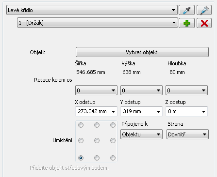 100 Novinky 9.3.12. Příslušenství Na stránce Příslušenství můžete k otvorovým prvkům přidávat další objekty a nastavit jejich geometrii. V horní části můžete vybírat ze seznamu dostupných panelů.