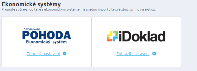 Pohoda Propojení FastCentriku s Pohodou transportuje jednoduchým způsobem data o zboží z Pohody na e-shop a data o zákaznících a objednávkách z e-shopu do Pohody.