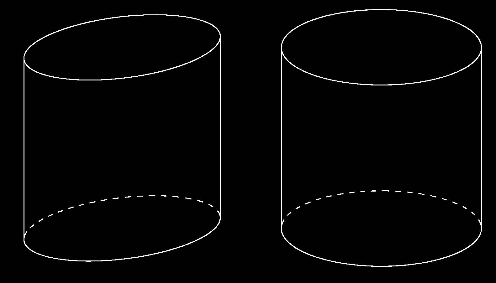 Obrázek 3.2.1: Porovnání válce zobrazeného ve volném rovnob ºném promítání (levý obrázek) a v axonometrii (pravý obrázek).