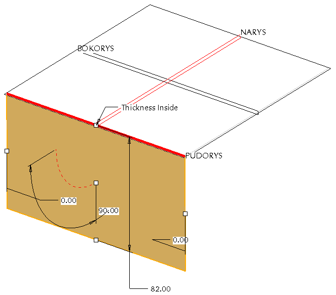 Pomocí dialogu určíte tvar ohnutého plechu. V nabídce Shape poté můžete tvar dokótovat (viz obr.