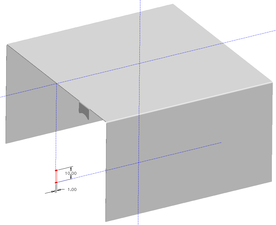 30. Spusťte příkaz Extrude. Tento příkaz slouží v režimu Sheetmetal zejména k vysekávání, jak si nyní předvedeme. 31.