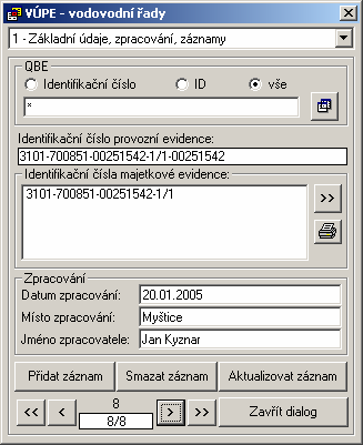 4.5 FORMULÁŘE PRO VYBRANÉ ÚDAJE Z PROVOZNÍ EVIDENCE 4.5.1 Vodovodní řady Pomocí celkem 5 standardních dialogů je možné zadat všechny potřebné informace.