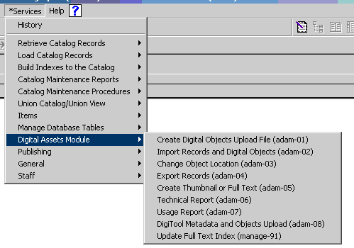 15.8.1 Vytvoření importního souboru s digitálními objekty (adam-01) Tato služba se používá k vytvoření XML souboru, který je třeba pro import záznamů, které nemají popisná metadata (bibliografické