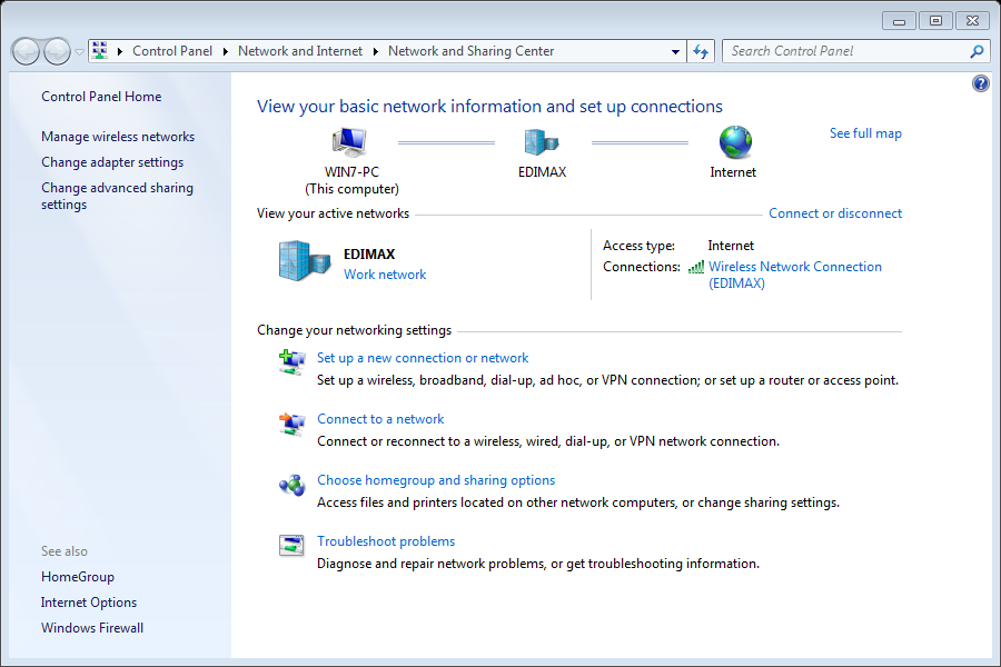 a klikněte na View network status