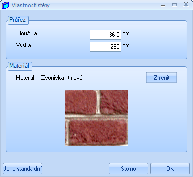 Popis funkce 4.1.2.1 ZDĚNÉ STĚNY Po kliknutí na tuto funkci se otevře druhá lišta, v které lze vybrat metodu (jednotlivá stěna, rovnoběžná stěna.).