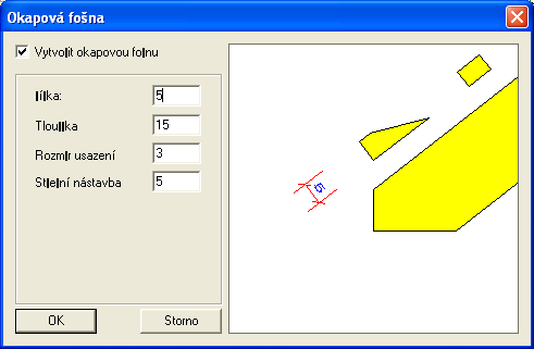 Střešní průvodce Pomocí tlačítka okapová fošna lze tuto fošnu vytvořit a nastavit k tomu vlastnosti.